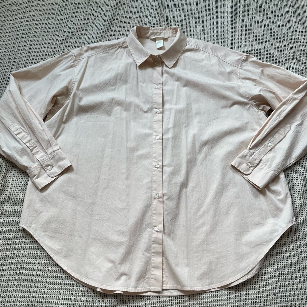 H&M Women's Pink Button Up Blouse Size Large